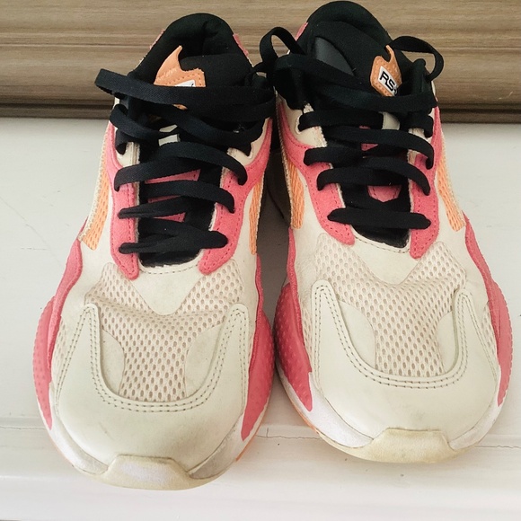 Size 9.5 - PUMA RS-X3 Mesh Pop - Bubblegum W Pink Orange Tan - Picture 5 of 12